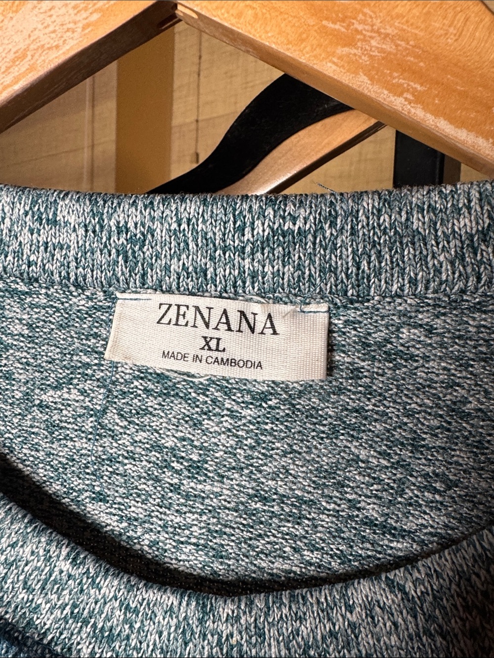 Zenana Blue Marl Oversized Exposed Seam Hi-Low Sweater Size XL - Picture 3 of 6